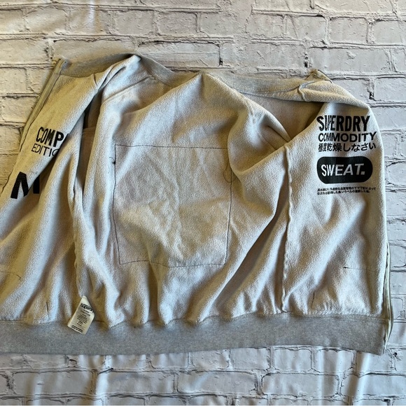 Superdry Full Zip Sweatshirt Medium Gray World Map Womens Unisex Globe Travel - Picture 12 of 15